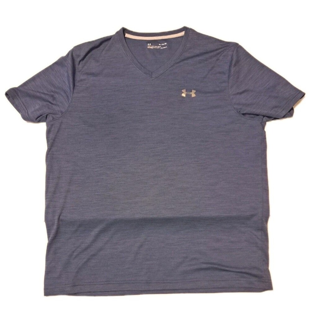Under Armour HeatGear Men’s XL V-Neck Short Sleeve Athletic T-Shirt Blue Loose